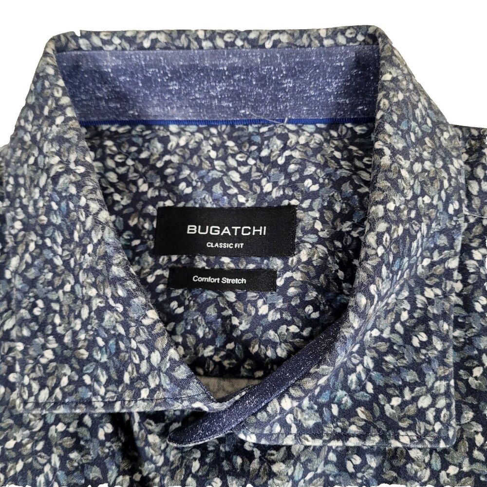 BUGATCHI Classic Fit Comfort Stretch XL LS Flip Cuff Floral Button Up Shirt